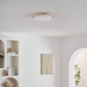 Small 30 cm white ceiling light with natural travertine and integrated 10W LED - Malba