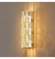 Gold LED wall light with glass crystals and refined... 2