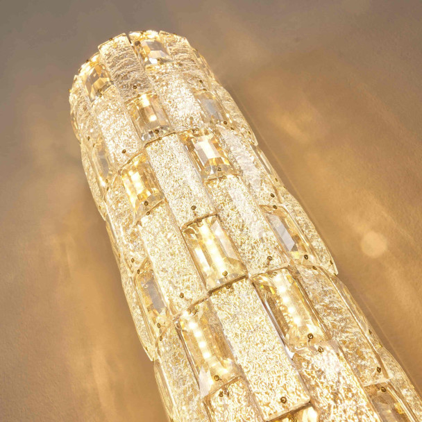 Gold LED wall light with glass crystals and...