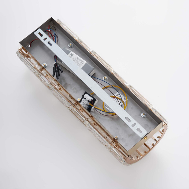 Gold LED wall light with glass crystals and...