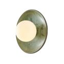 Olive green ceramic light with white globe - Evyra