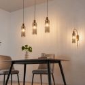 Gold pendant with smoked fluted glass - Leonora