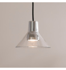 Small chrome pendant with clear glass cone - Grimea