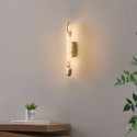 Long gold LED wall light in white alabaster - Adriano