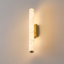 Long gold LED wall light in white alabaster - Adriano