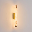 Long gold LED wall light in white alabaster - Adriano