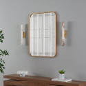 Long gold LED wall light in white alabaster - Adriano