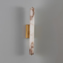 Long gold LED wall light in white alabaster - Adriano