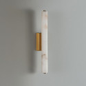 Long gold LED wall light in white alabaster - Adriano