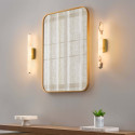 Long gold LED wall light in white alabaster - Adriano