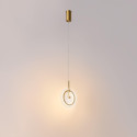Gold LED pendant with textured clear glass disc - Alma