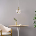 Gold LED pendant with textured clear glass disc - Alma