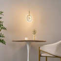 Gold LED pendant with textured clear glass disc - Alma