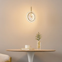 Gold LED pendant with textured clear glass disc - Alma