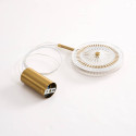 Gold LED pendant with textured clear glass disc - Alma