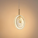 Gold LED pendant with textured clear glass disc - Alma
