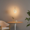 Gold LED pendant with textured clear glass disc - Alma
