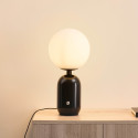 Black retro table lamp with white glass - Sorène