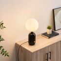 Black retro table lamp with white glass - Sorène