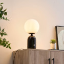 Black retro table lamp with white glass - Sorène