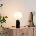 Black retro table lamp with white glass - Sorène