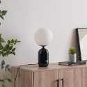Black retro table lamp with white glass - Sorène