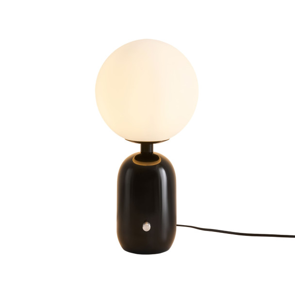 Black retro table lamp with white glass - Sorène