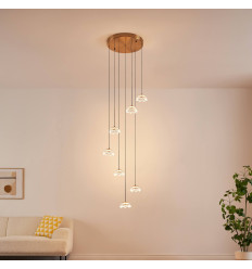 Long floral cascading glass pendant light with dimmable...