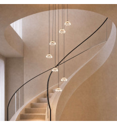 Long floral cascading glass pendant light with dimmable... 2