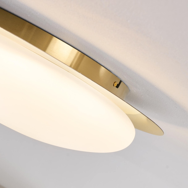 Dimmable shiny gold ceiling light with opal...