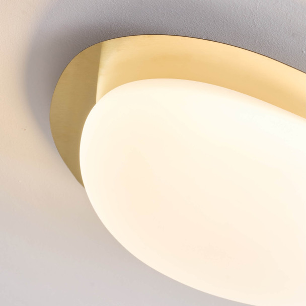 Dimmable shiny gold ceiling light with opal...