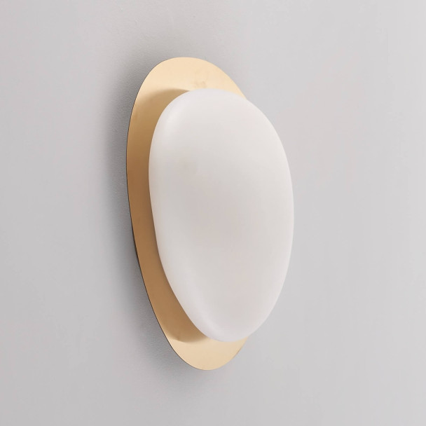 Dimmable shiny gold ceiling light with opal...