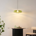LED pendant with green glass disc 45 cm - Solvani