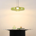 LED pendant with green glass disc 45 cm - Solvani