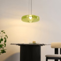 LED pendant with green glass disc 45 cm - Solvani