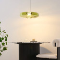 LED pendant with green glass disc 45 cm - Solvani