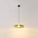 LED pendant with green glass disc 45 cm - Solvani