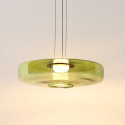 LED pendant with green glass disc 45 cm - Solvani