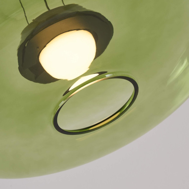 LED pendant with green glass disc 45 cm - Solvani