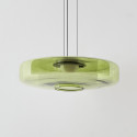 LED pendant with green glass disc 45 cm - Solvani