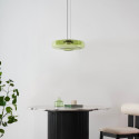LED pendant with green glass disc 45 cm - Solvani
