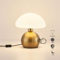 Mushroom table lamp with gold base and opal shade - Leonie