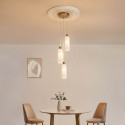 Triple gold pendant with opal fluted glass - Leonora