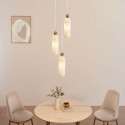 Triple gold pendant with opal fluted glass - Leonora