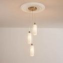 Triple gold pendant with opal fluted glass - Leonora