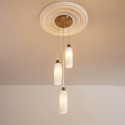 Triple gold pendant with opal fluted glass - Leonora