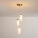 Triple gold pendant with opal fluted glass - Leonora