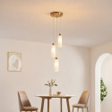 Triple gold pendant with opal fluted glass - Leonora