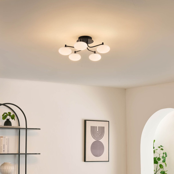 Dimmable black and white ceiling light with 5...