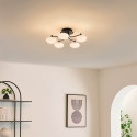 Dimmable black and white ceiling light with 5 globes - Vittoria
